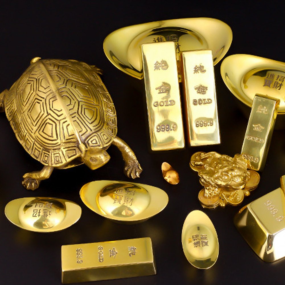 Diy Crafts Mascot Metal, Crafts Feng Shui Auspicious Lucky Money Gold Ingot Decoration/