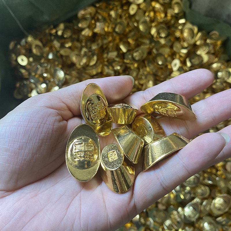 Diy Crafts Mascot Metal, Crafts Feng Shui Auspicious Lucky Money Gold Ingot Decoration/