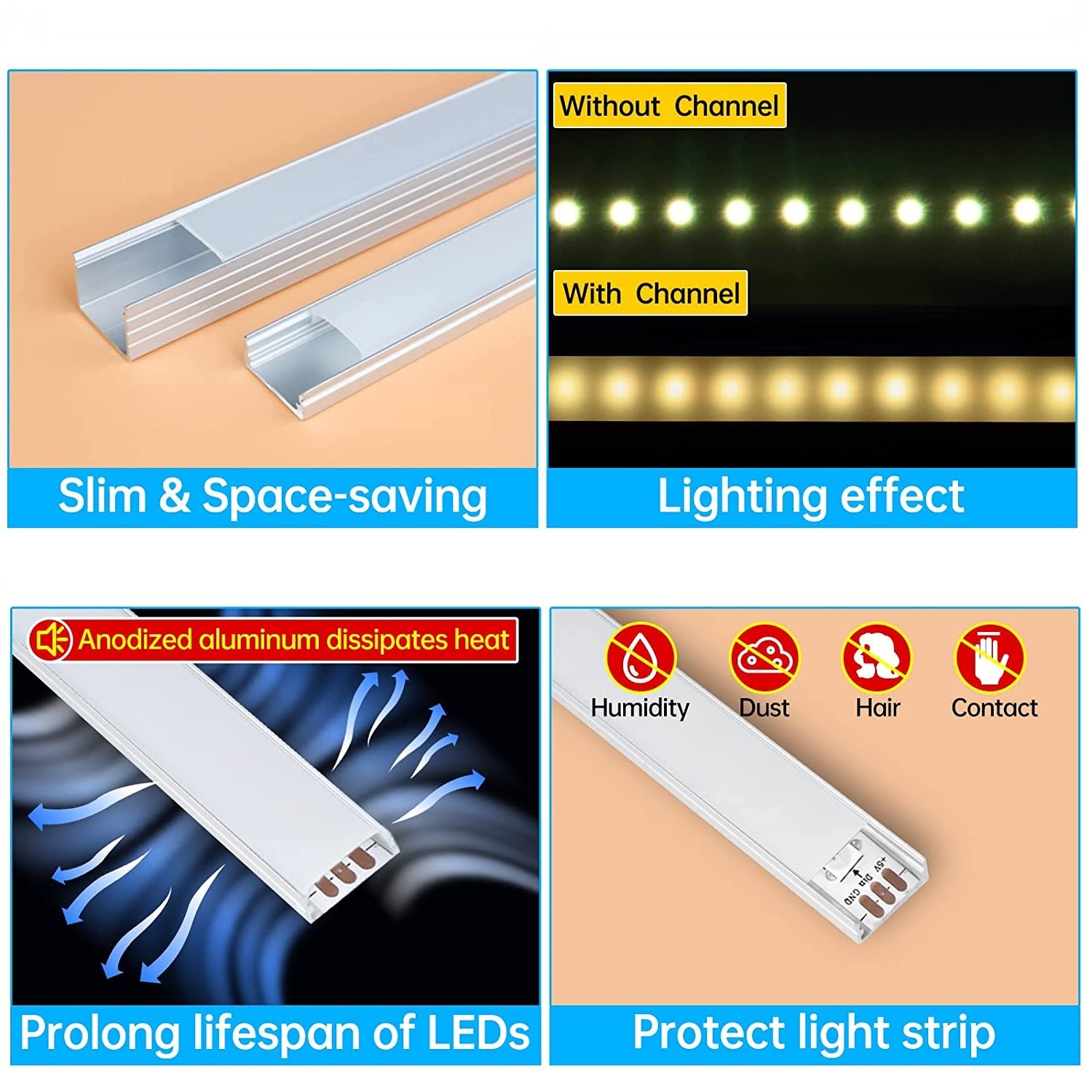 Strip Light Bar Profile Aluminum 6063 Housing Channel PC Diffuser Cover Connectable Slim Linear Custom LED Aluminum Profile