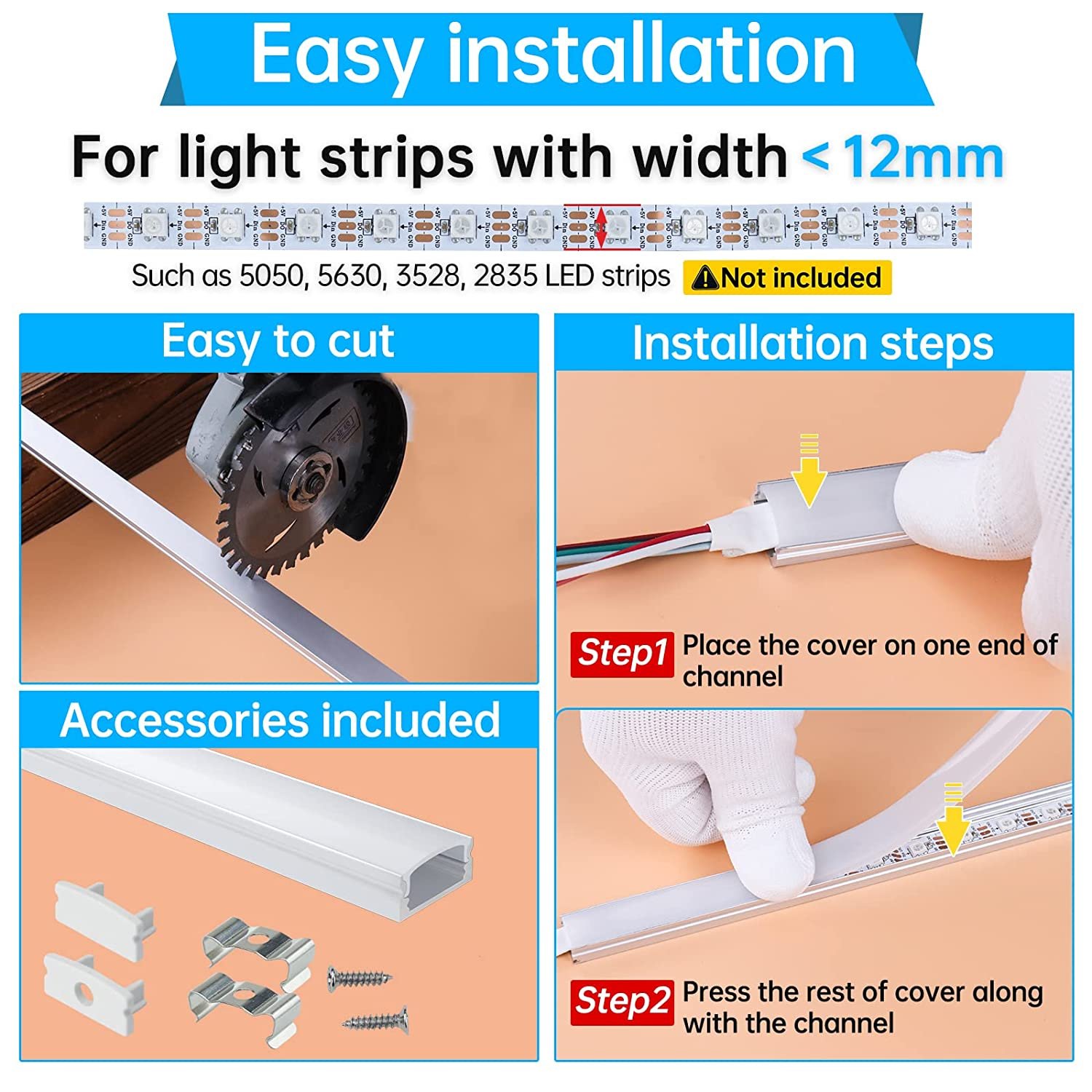 Strip Light Bar Profile Aluminum 6063 Housing Channel PC Diffuser Cover Connectable Slim Linear Custom LED Aluminum Profile