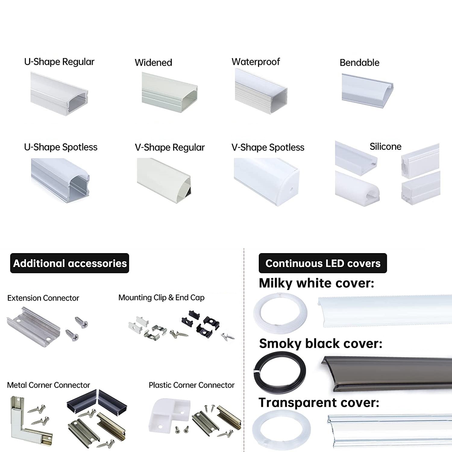 Strip Light Bar Profile Aluminum 6063 Housing Channel PC Diffuser Cover Connectable Slim Linear Custom LED Aluminum Profile