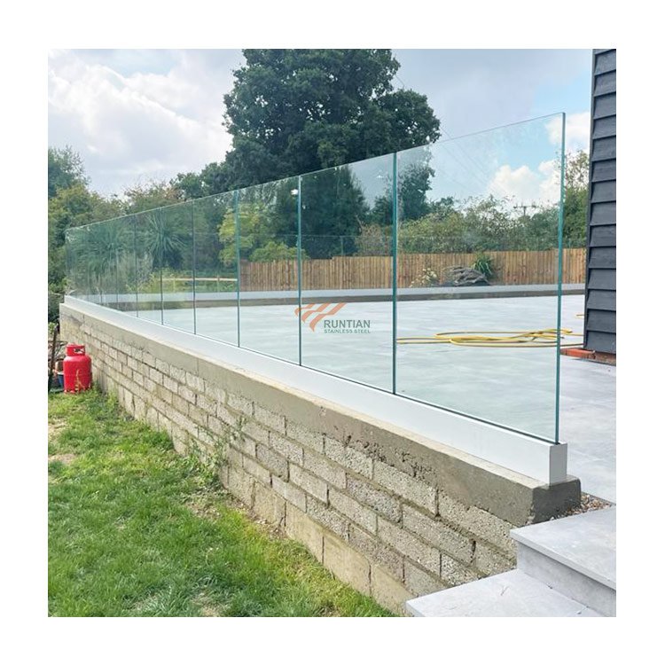 Precision extruded 6063 staircase frameless glass railing u slot shape base aluminum extrusion profile with led strip light