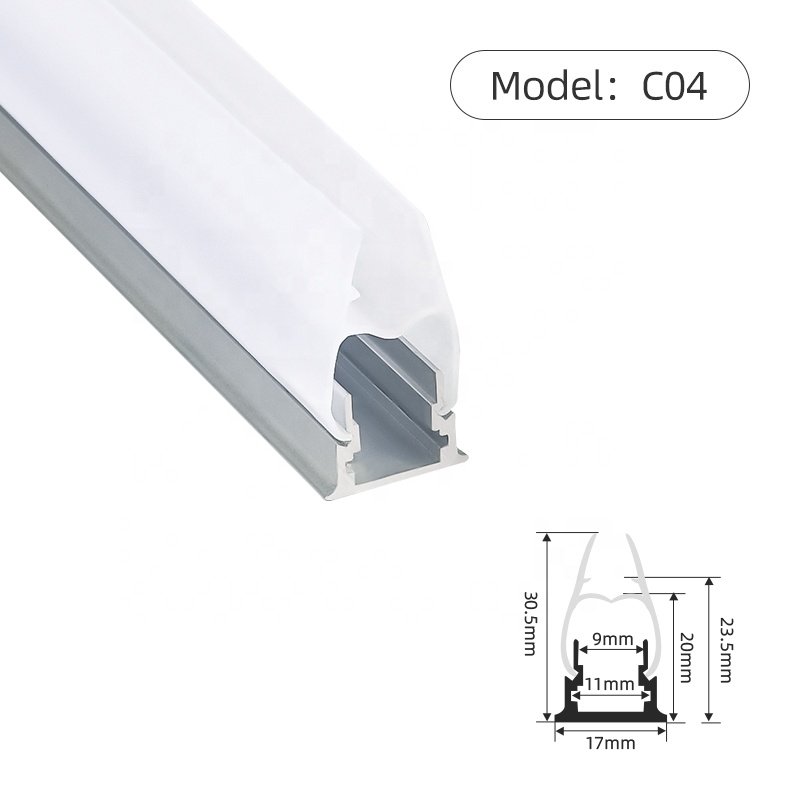 C04 Up And Down Glowing Card Glass Aluminum Profile for Led Strip Light Wardrobe Aluminum Profile