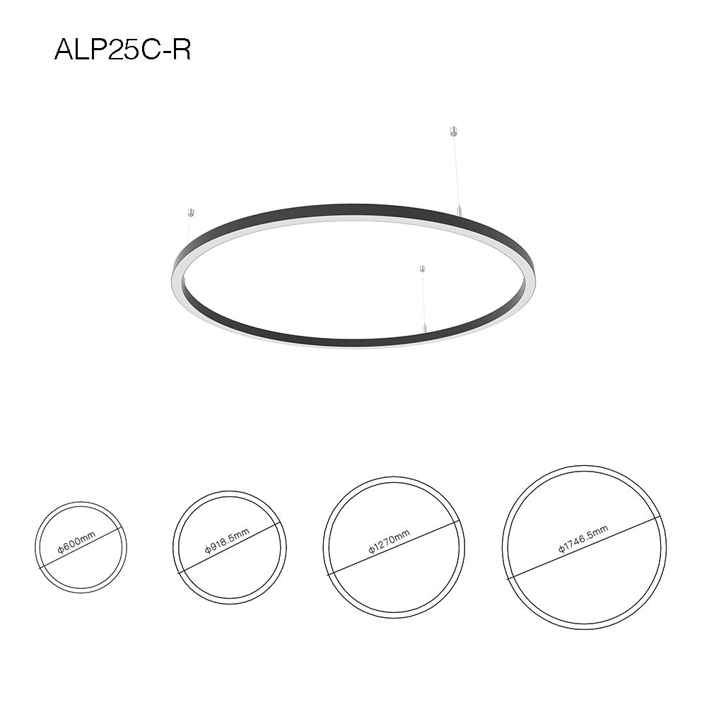 60CM 90CM 127CM 180CM Circle Pendant Aluminum Profile With PMMA Opal Diffuser For LED Circle Light