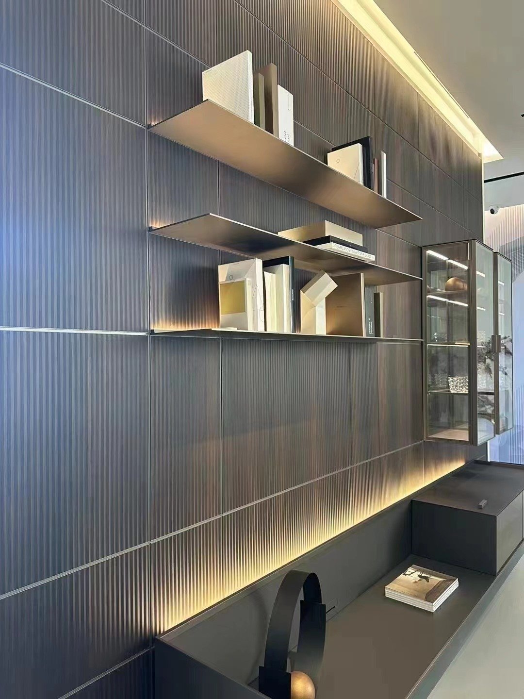 L-Shaped Led aluminum display rack wall shelves book shelf for wall book shelf for living room