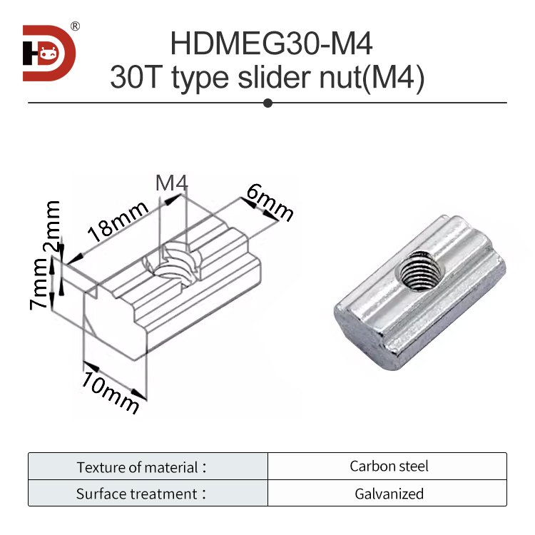 aluminum profile nut T-nut slider nut 30304040 profile M3-M4-M5-M6-M8 aluminum fastener Carbon steel/stainless steel material