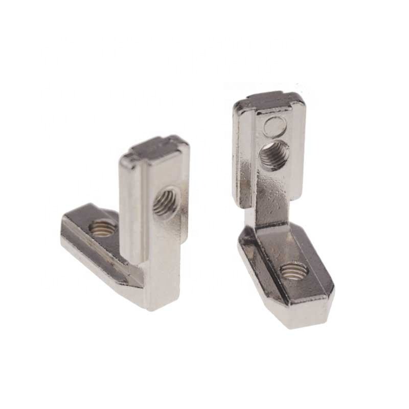 Custom 6 Slot Zinc alloy L Shape Inner Angle connector For Aluminum profile connect