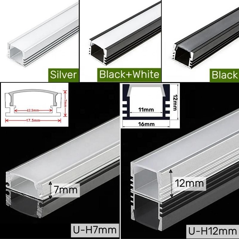 Customize Led Strip Light Aluminum Profile Recessed Led Aluminum Profile Channel with Diffuser White Black