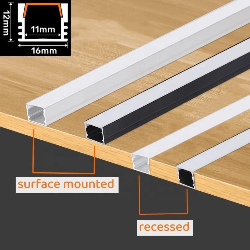 Customize Led Strip Light Aluminum Profile Recessed Led Aluminum Profile Channel with Diffuser White Black