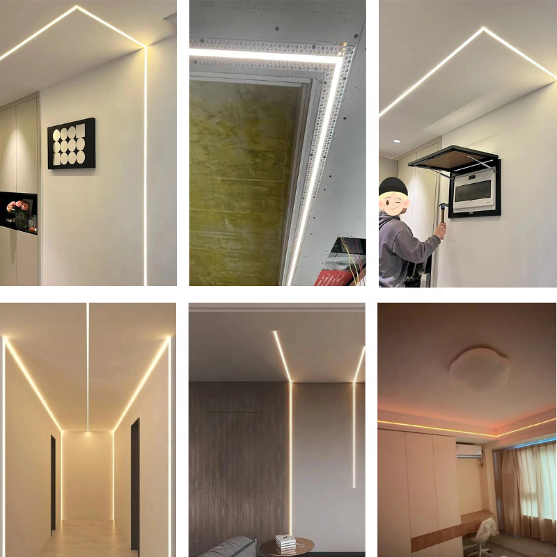 Customize Led Strip Light Aluminum Profile Recessed Led Aluminum Profile Channel with Diffuser White Black