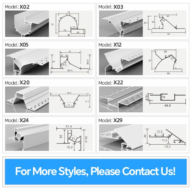 X02 Aluminum Profile for Gypsum Board Ceiling, Gypsum led Aluminum Profile with PC Cover