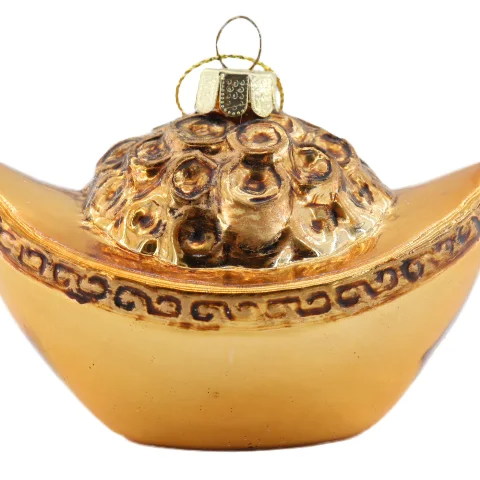 Chinese Style Christmas Decoration Glass Ingot Pendant Ornaments for Shopping Mall Window for Party Decorations