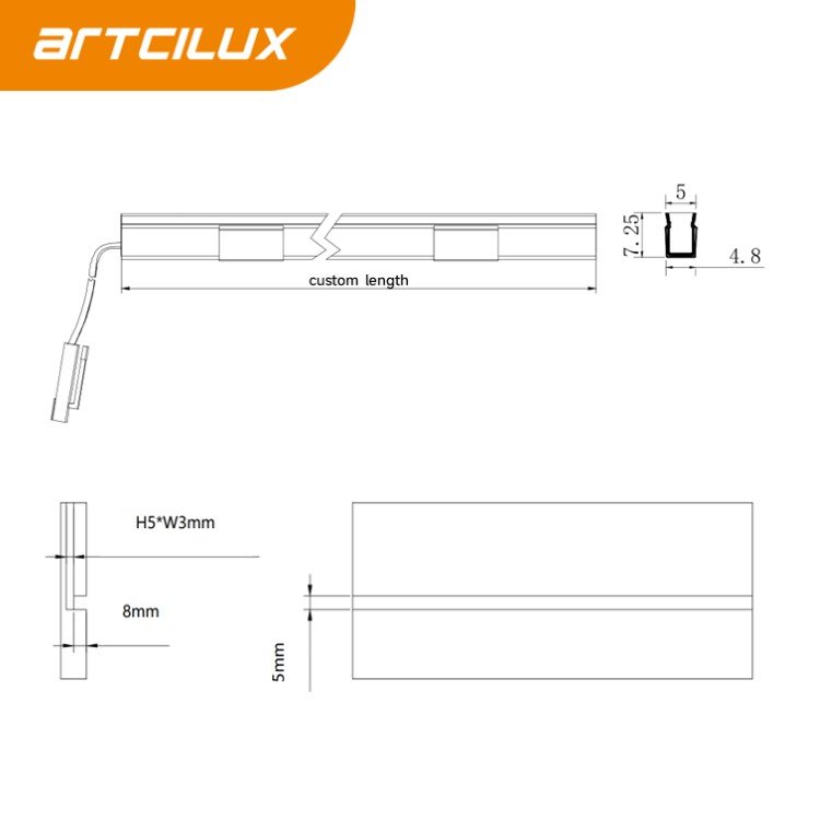 Factory-direct Ultra-slim LED Light Silicone Cover Aluminum Profile Cabinet/Wardrobe Light customized aluminium