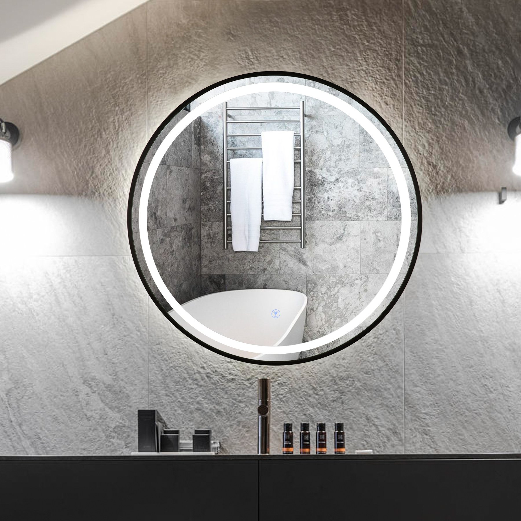 Bedroom barbershop bathroom led mirrors round aluminum mirror frame for aluminium profile