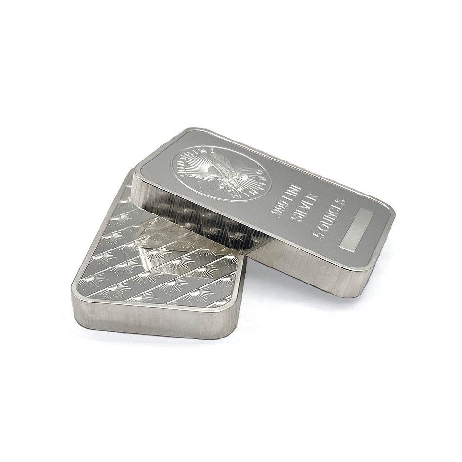 WD High quality stock existing mold 1 oz fine silvering clad metal ingot bar suisse prospect .999 silver plated mugget ingot bar