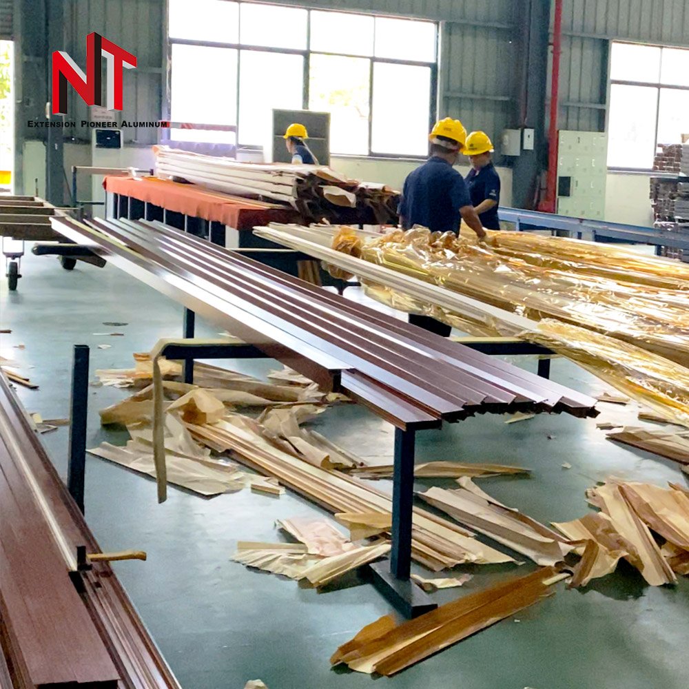 NUOTUO China OEM ISO14001 and ISO9001 low price customized wooden grain sliding aluminium profile for window and door profile