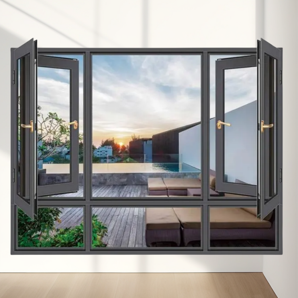 High Standard Aluminum Thermal Insulation Casement Windows water resistance acoustic insulation Casement window