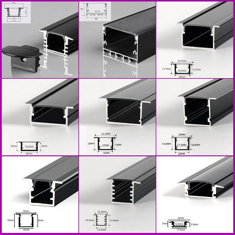 High Quality 90 Degree 20mm Wide V Channel Mount Aluminum LED Profile Black Heatsink Lighting Industrial Applications T5 Temper