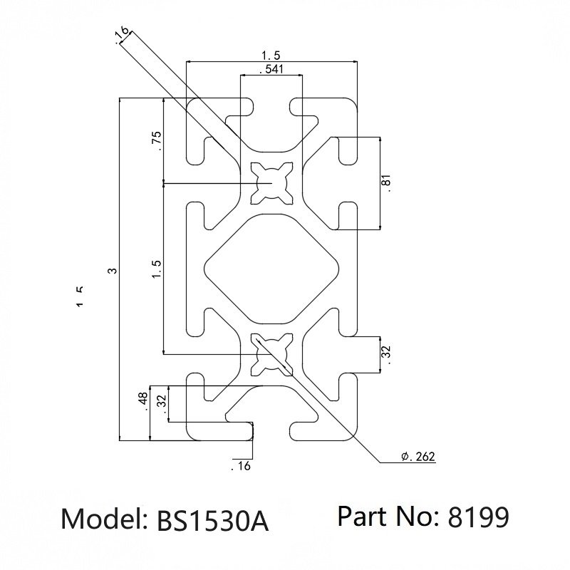 china supplier silver rohs 8199 15 series BS1530A t slot Sand blasting industrial Aluminum profile extrusion 15 inches