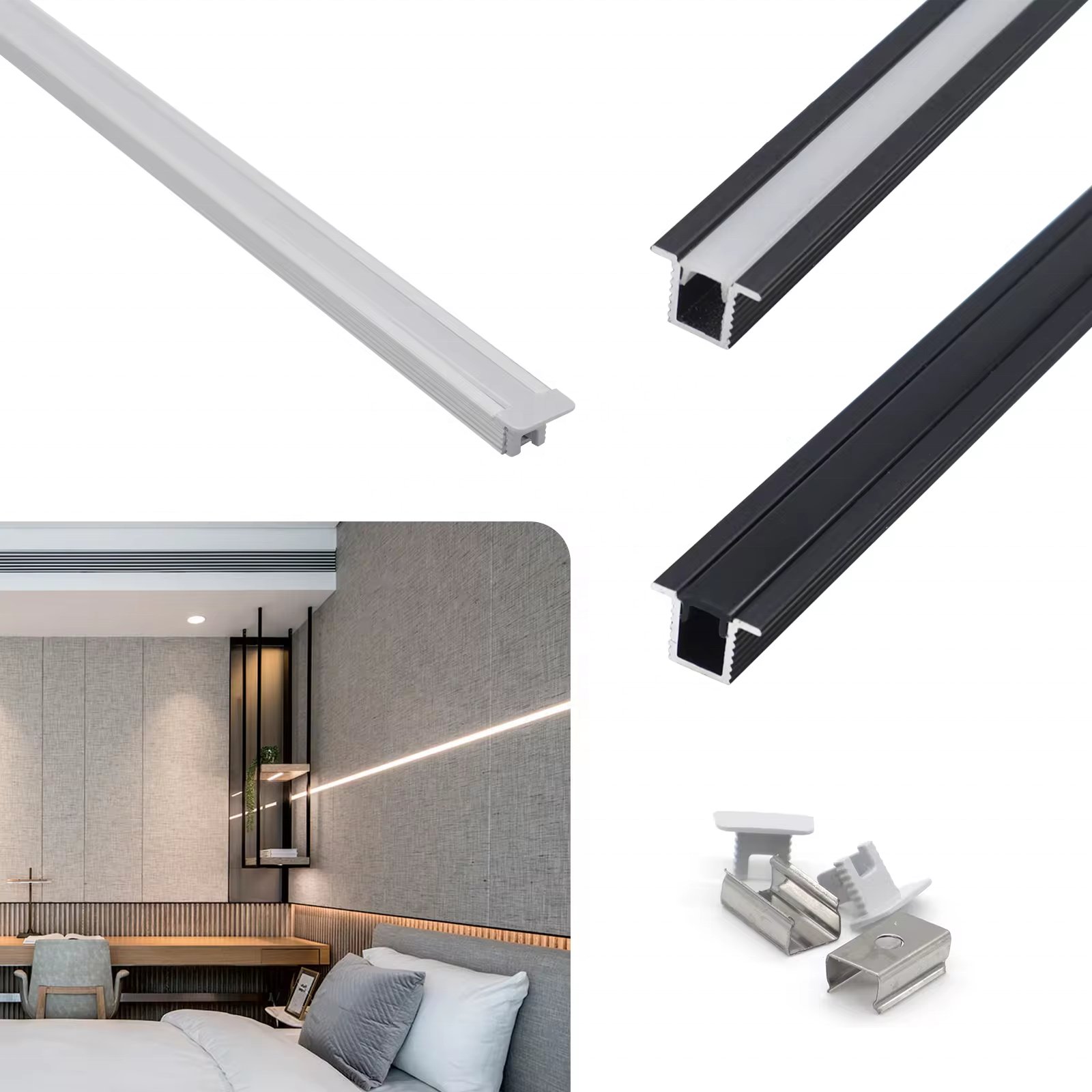 Ceiling Bar Lighting Strips Recessed Linear Profile Wall LED Aluminium Profile for LED Strip Light