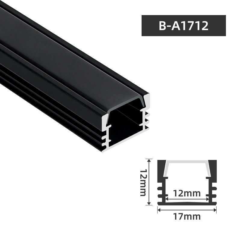 B-A1712 High Quality Black Aluminum Channel Extrusion Profiles, Recessed Mounted Aluminium Profile for led Light Bar