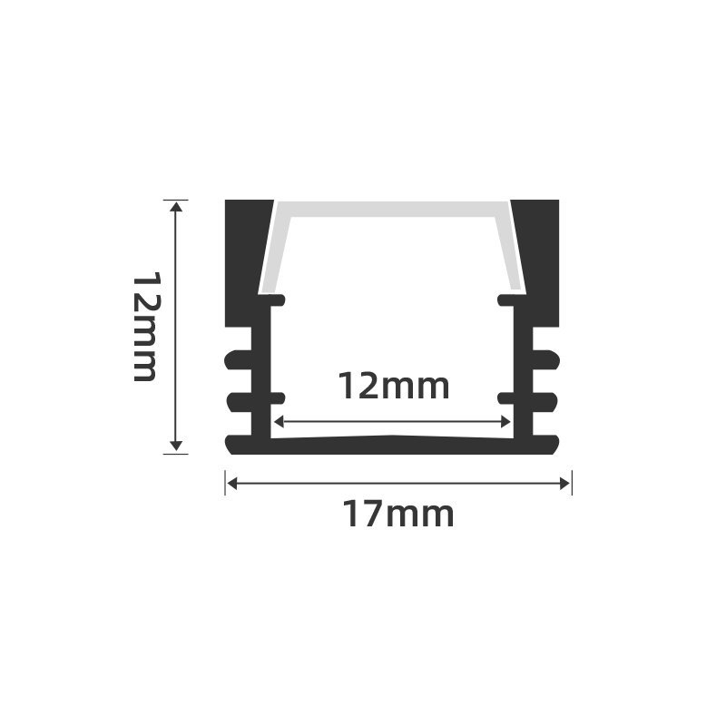 B-A1712 High Quality Black Aluminum Channel Extrusion Profiles, Recessed Mounted Aluminium Profile for led Light Bar