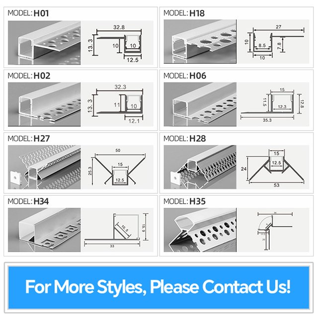 H24 Supply High Quality Recessed Seamless Plaster Ceiling Led Channel Extrusion Drywall Led Aluminum Profile