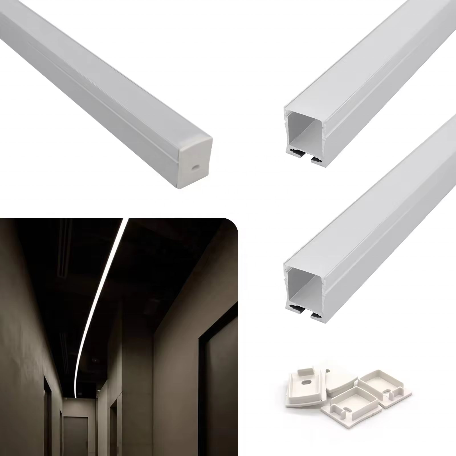 LED Aluminum Extrusion Profile 023 Square Corner Lighting Aluminum Profile for LED Light Strip Bar