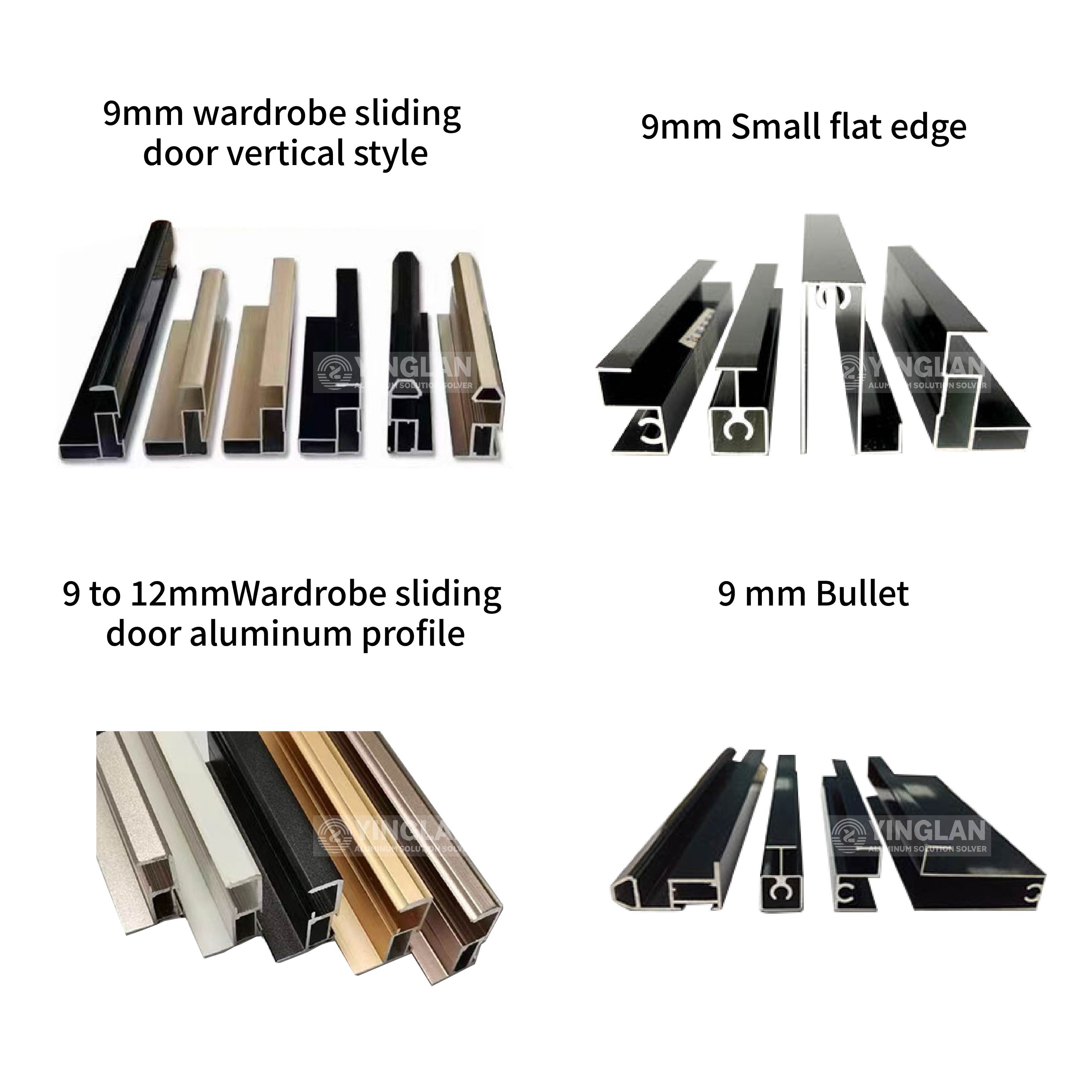 YL furniture hardware cabinet aluminum frame sliding door aluminium profile for wardrobe glass door
