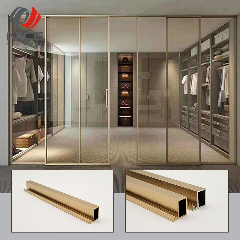 Framing Wall Mounted Aluminum Profile Picture Photo Mirror Frame Extrusion Rose Gold Customized mirror frame aluminum