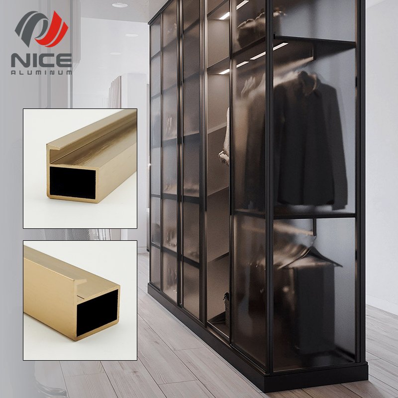 Framing Wall Mounted Aluminum Profile Picture Photo Mirror Frame Extrusion Rose Gold Customized mirror frame aluminum