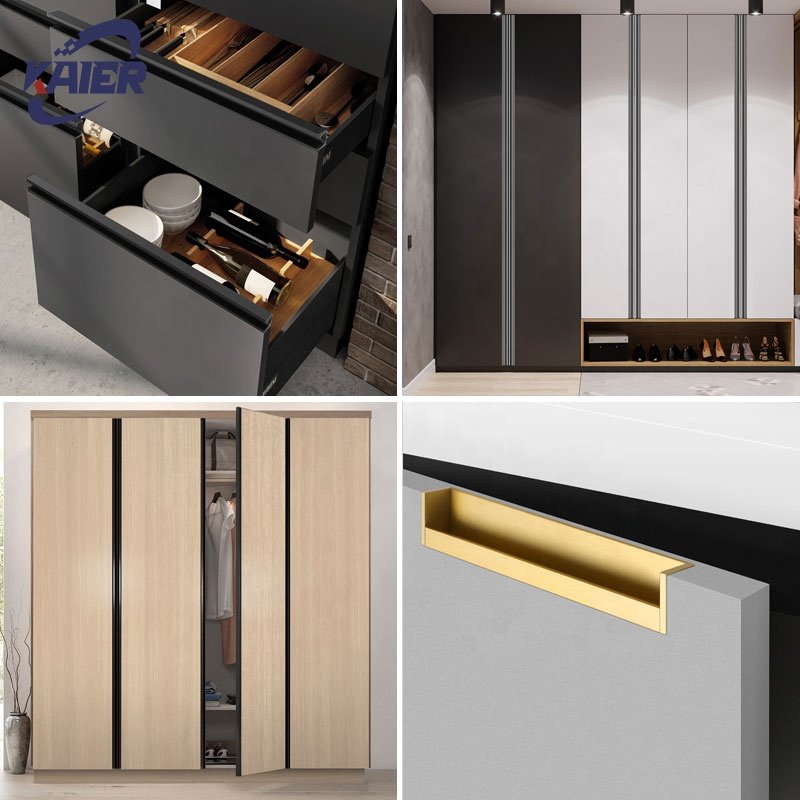 fashionable manufacturer aluminium Profile for closet door wardrobe door kitchen cabinet door