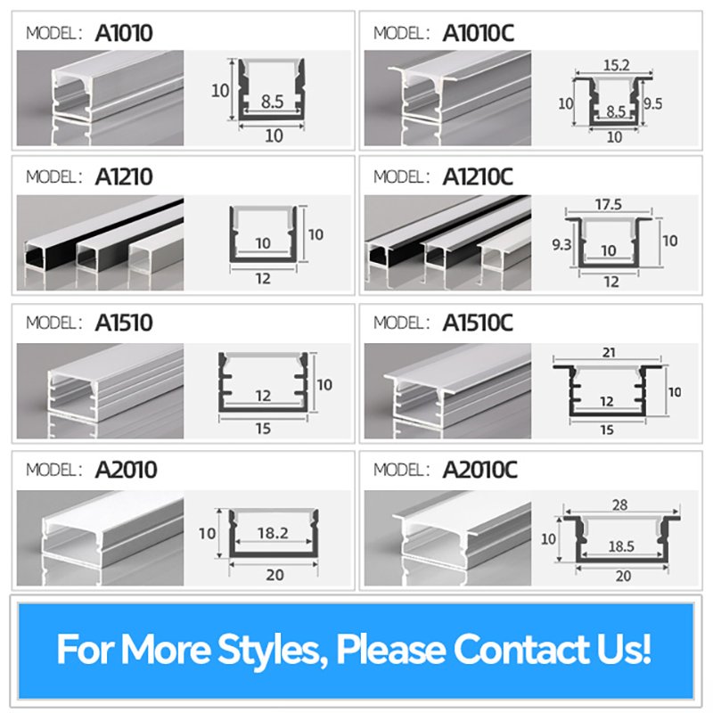 Custom Led Strip Light Aluminum Profile 17*7mm Recessed Led Aluminum Profile Channel with Diffuser White Black