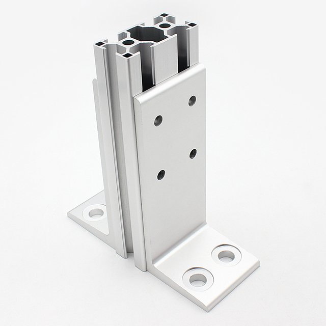 4080 Series Double-Slotted Aluminum Floor Mount Base Plate Sliver Anodizing For 40x80 T-slot Aluminum Profile