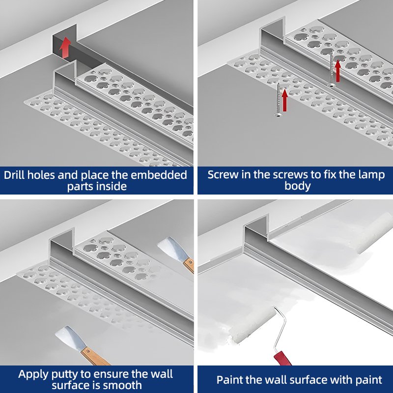 B005 For Ceiling LED Light Strips Alu Channel With PC Cover Recessed Drywall Gypsum Wall Plaster In Led Aluminum Profil