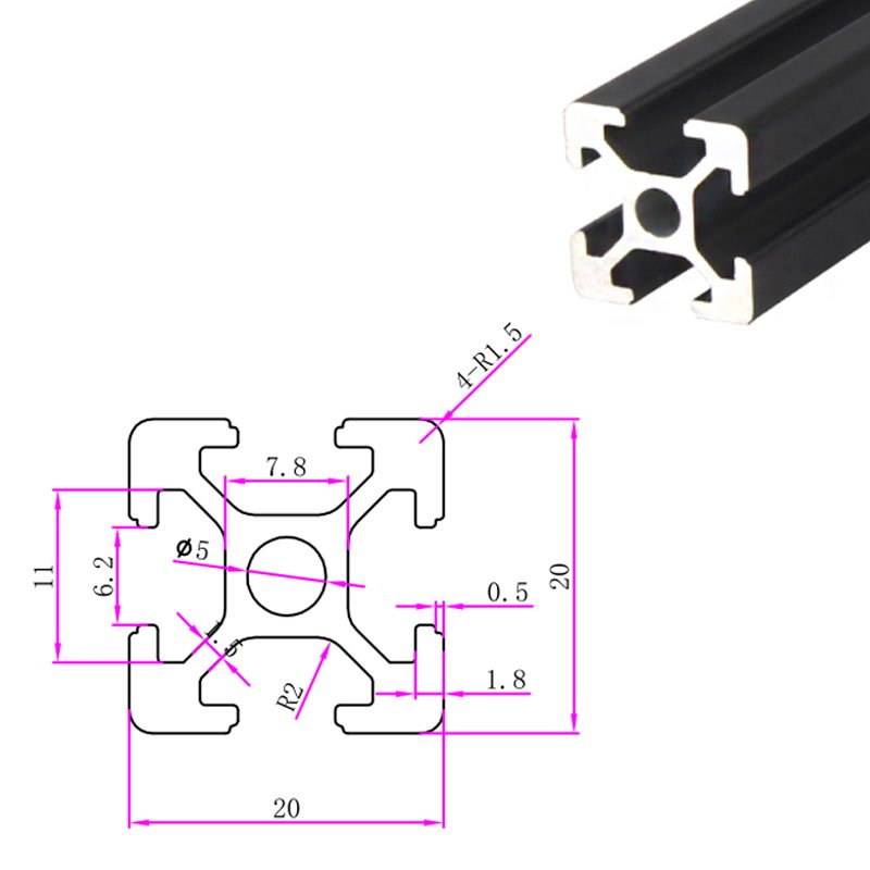 Extrusion aluminum 20x20 t slot aluminum industrial aluminum profile