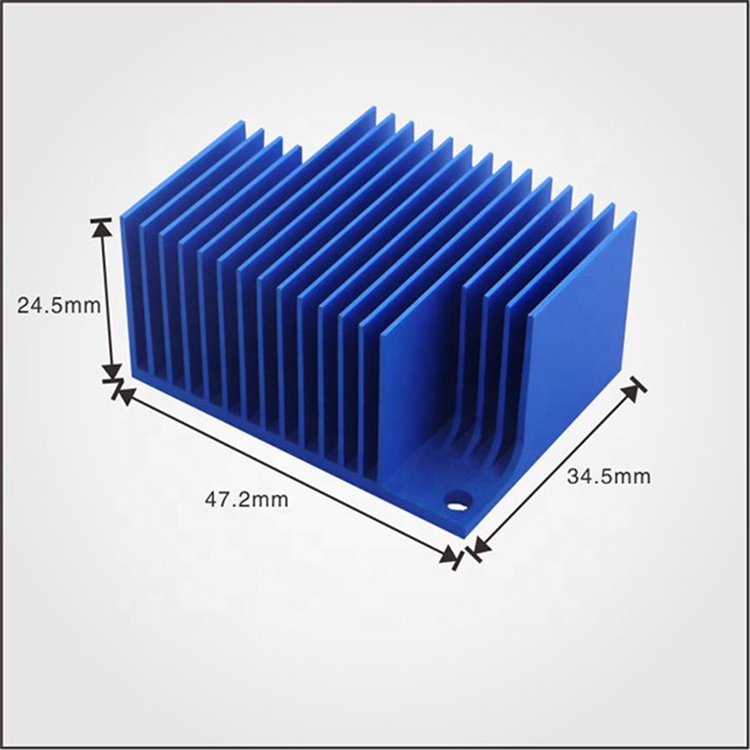 Customized Aluminum Profiles Heat Sink Electronic Chip Radiator Heat Conduction Blue Heatsink Aluminium Profile for Heat Sink