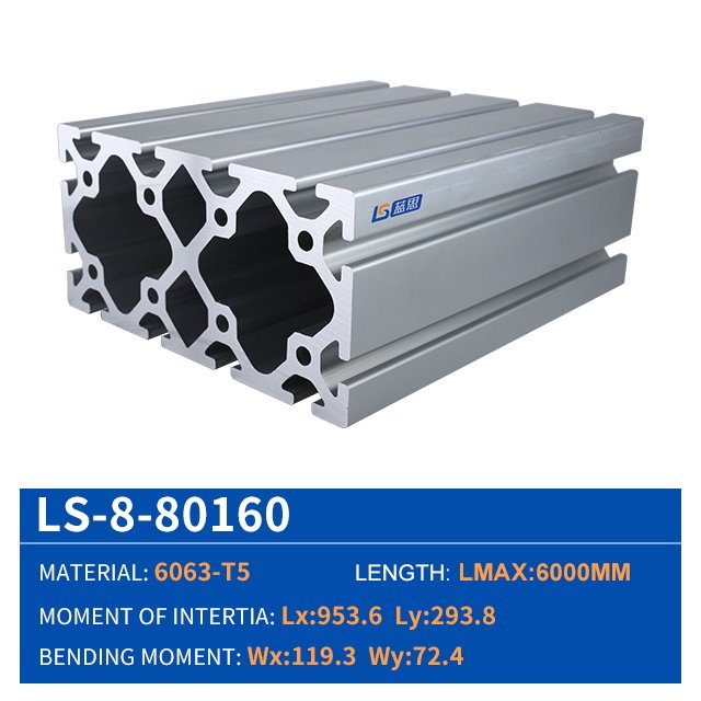 Industrial extruded aluminum profile European Standard V-slot Silver 80160 workbench frame 6063-T5 material