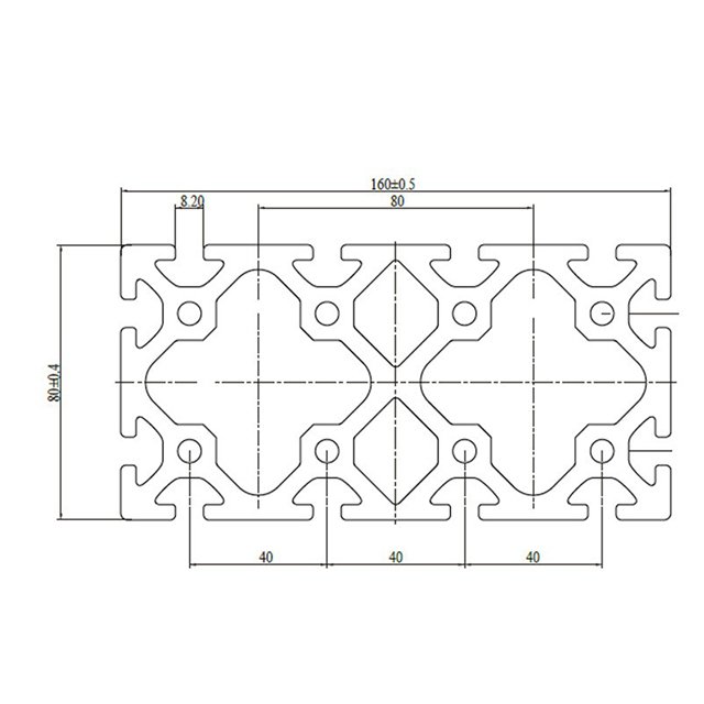 Industrial extruded aluminum profile European Standard V-slot Silver 80160 workbench frame 6063-T5 material