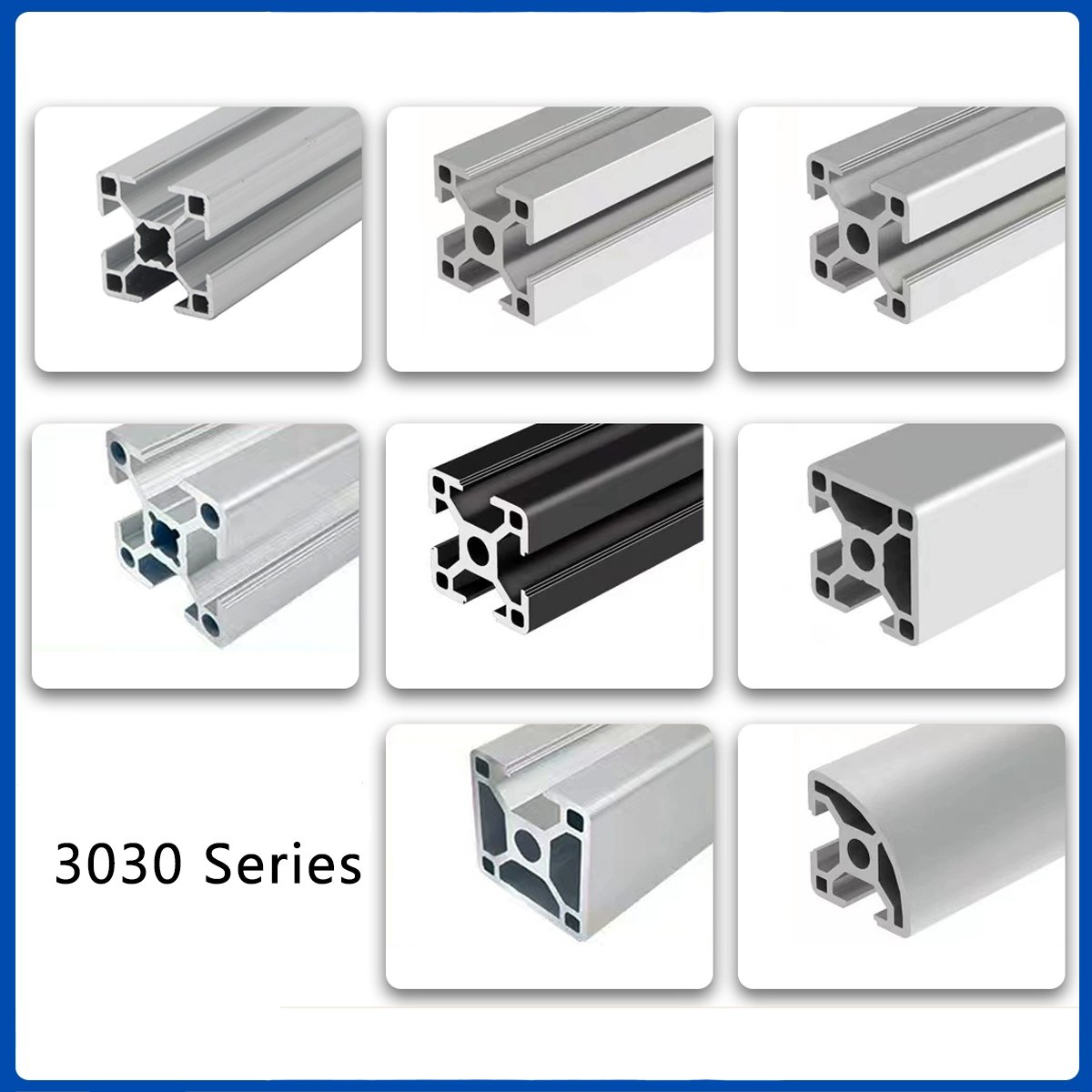 Factory OEM customized Design Industrial T-slot 3030 Black Extrusion Aluminum Profiles