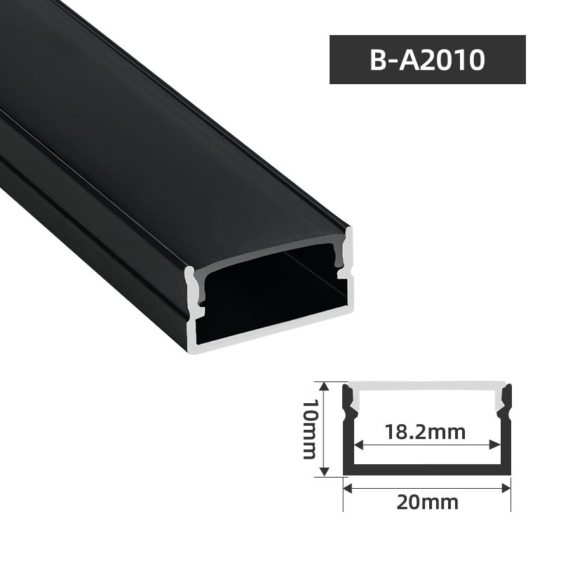 W20*H10 Black Extrusion Aluminium Profile, Ceiling Led Strip Light U Shape Aluminum Profile with Diffuser