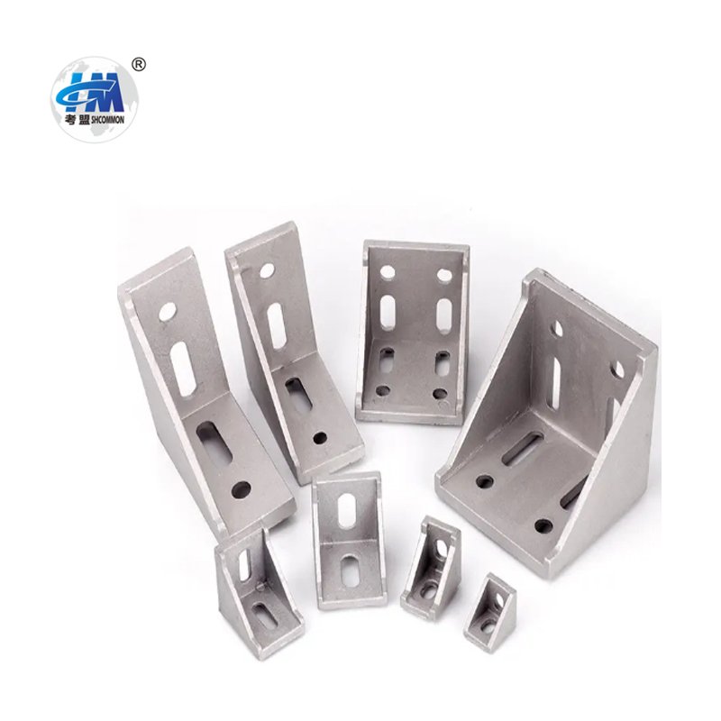 Customized Metal Stamping Parts Aluminum profile Connector 4 holes Inside Angle Bracket