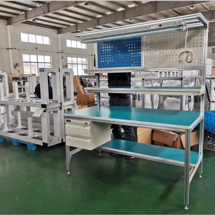 Custom Industrial Aluminum Profiles Frame Assembly Line Workbench Work Table