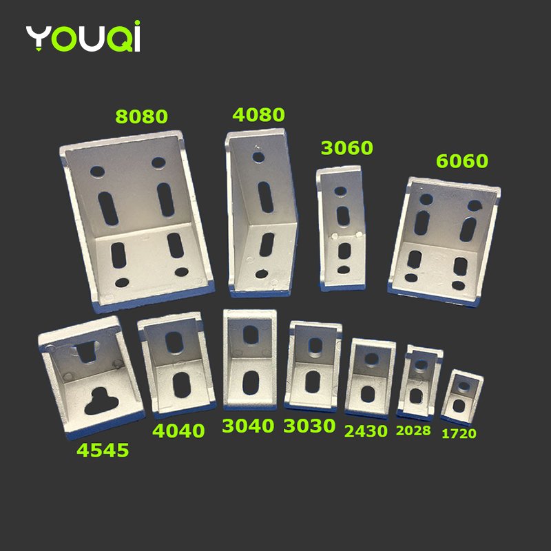 YouQi Right Angle 20 Series 2 Hole Aluminum Profile Connector 2020 1720 Extrusion Corner Bracket