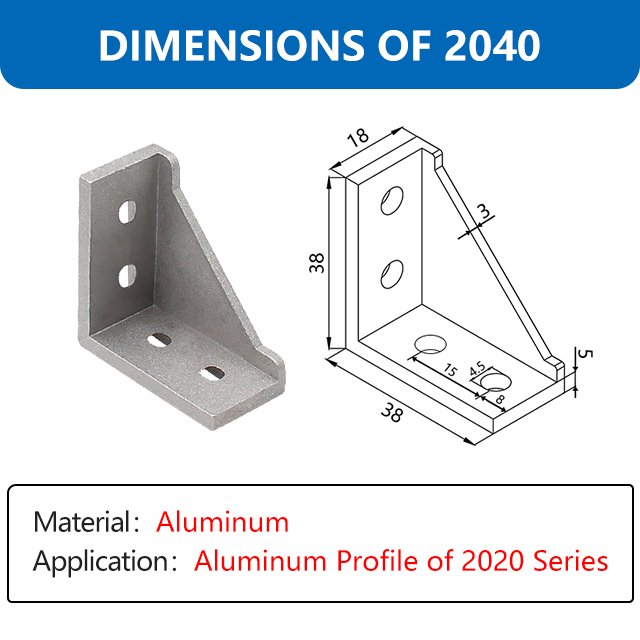 Aluminum Profile Parts T Slot outer Connector 20*40 90 Degree Angle Plane Sliding 2040 External Bracket for 3D printer