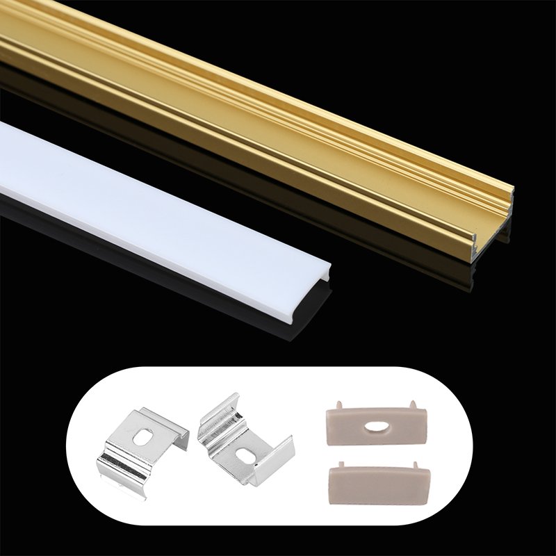 Gold color super thin led aluminum profile with PMMA diffuser for LED strip LED light
