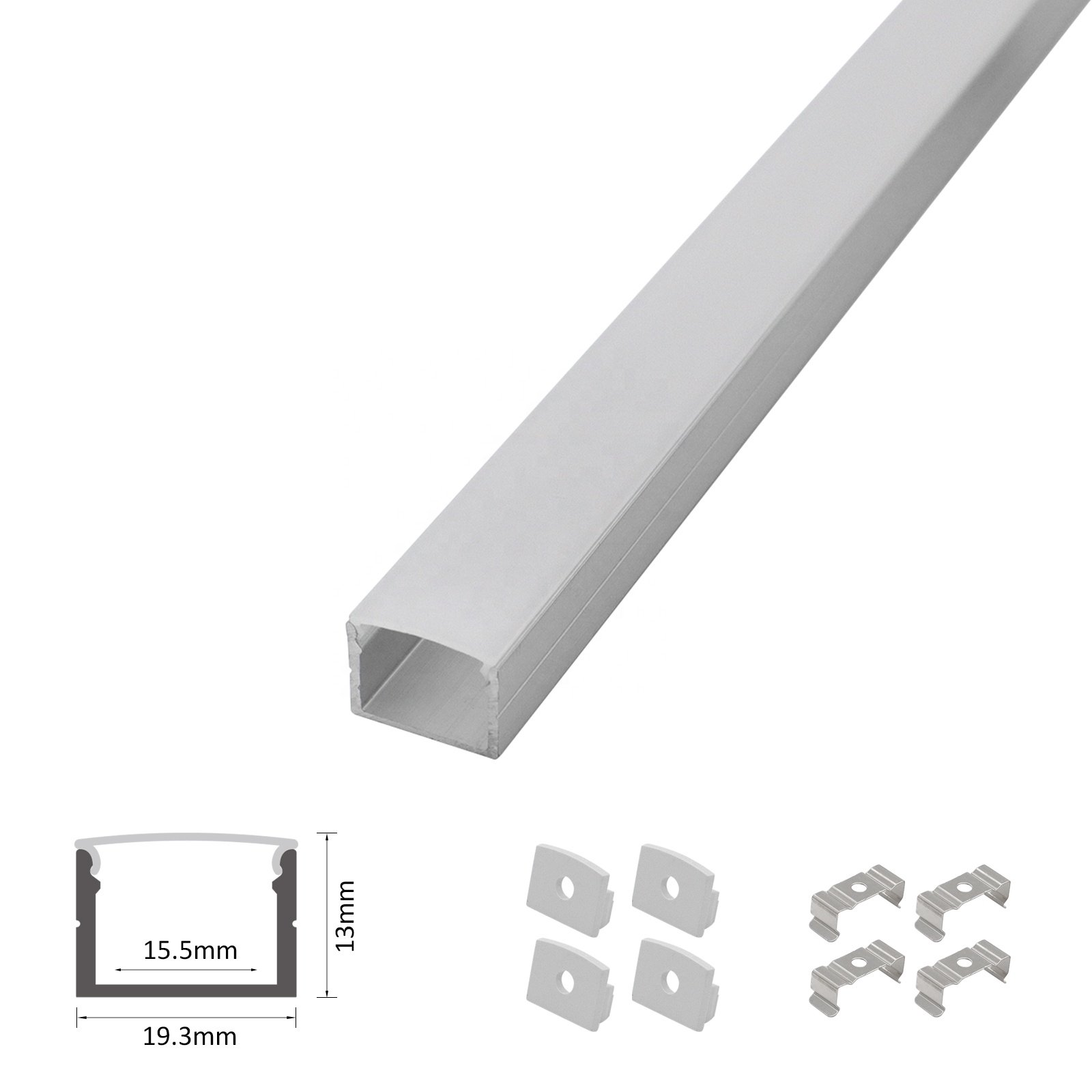 Aluminum Profiles For Industrial 004 Wardrobe Lamp 19*13MM Silvery Led Diffuser Channel