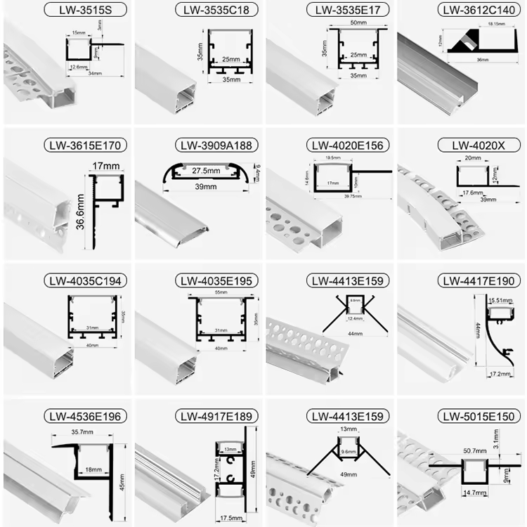 Aluminium Profile For Led Lighting Strip Recessed Mounted Aluminum Channel Diffuser Light LED Profile