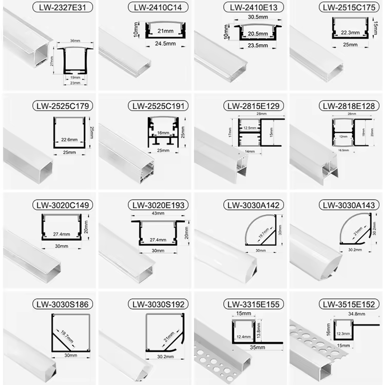 Aluminium Profile For Led Lighting Strip Recessed Mounted Aluminum Channel Diffuser Light LED Profile