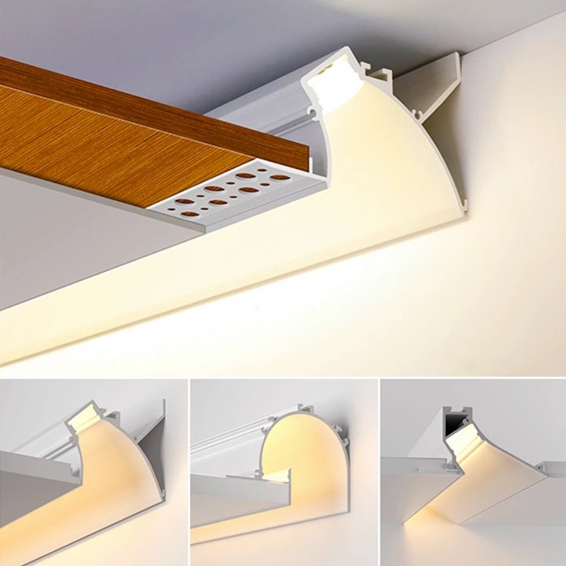 Embedded Trimless LED Aluminum Profile Hidden Drywall Plaster recessed mounted Ceiling cove Lighting profile